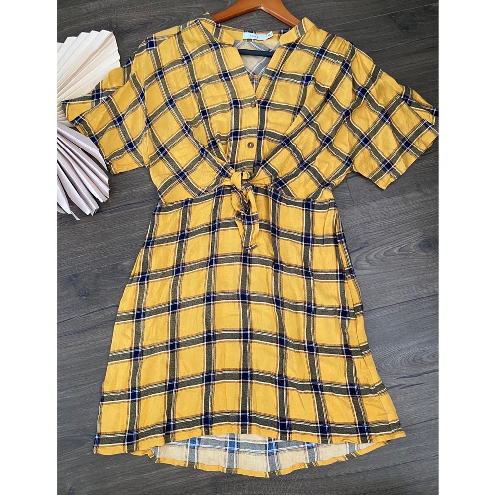 Lush Tie Knot Plaid Dress